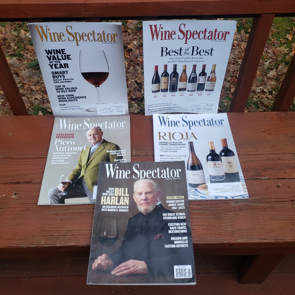 (5) Wine Spectator Magazines - January - June 2025 Issues